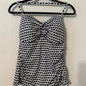 Merona Black and White Swim Tankini with Removable Straps